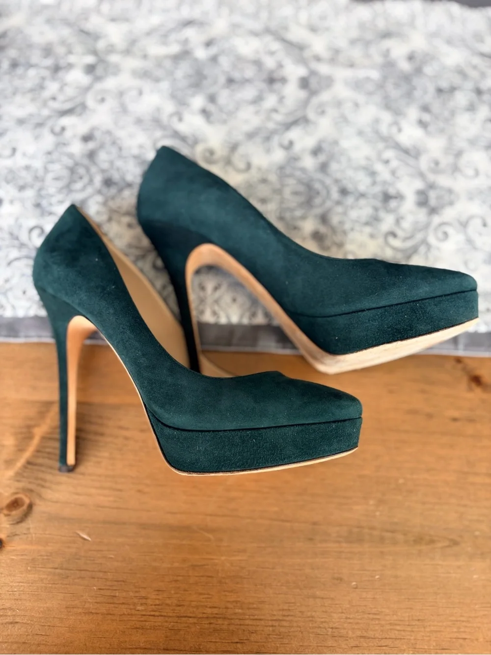 Jimmy Choo Deep Teal Suede Pumps